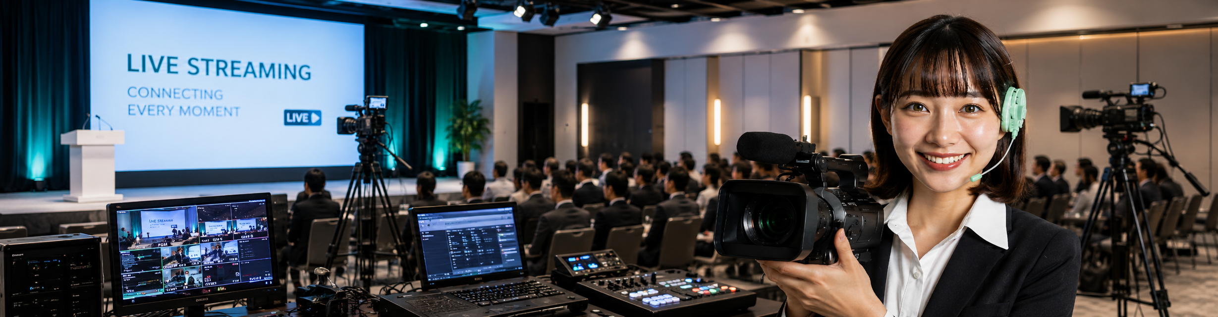 ライブ配信、ハイブリッド配信代行。